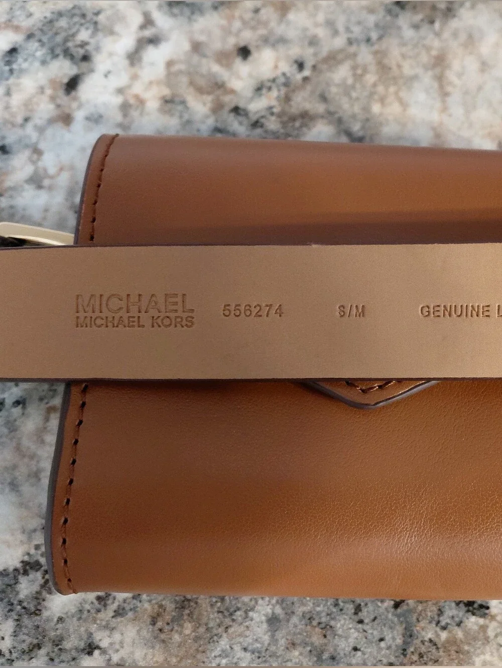 Michael Kors Tan Brown Leather Belt Double Pouch Wallet & Coin Pouch
